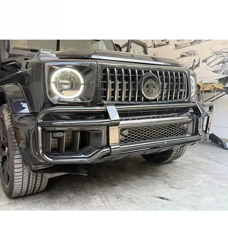 2025 Glossy Black New G Class 1V1 Bull Bar W465 G63 Front Bumper Guard for Car Body Kits BULL BAR WITH BRACKET
